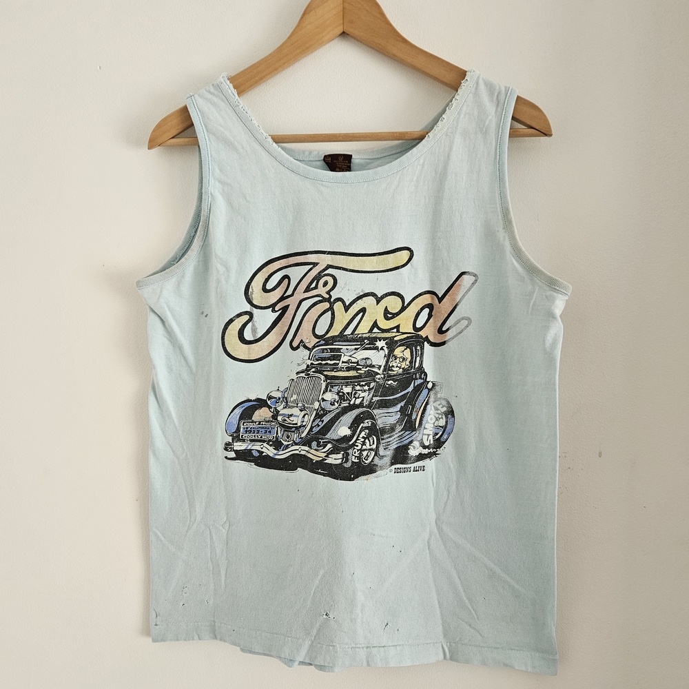 Vintage Ford Designs Alive Tank Top Hot Rod 80s